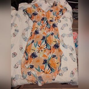 Roxy Tropical Floral Maxi Dress - Orange, Blue, Green